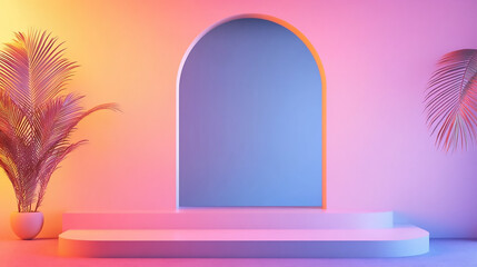 Wall Mural - blank product three podium. minimal scene mockup 3d display podium, 3d rendering of an abstract whit