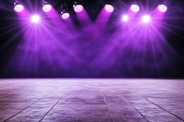 Poster - A dimly lit stage with purple spotlights and a smoky atmosphere.