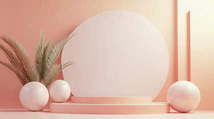 Wall Mural - empty platform template mockup 3d rendering of an abstract white shape podium ideal for displaying b