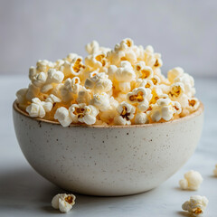 Bowl of popcorn isolated on white background clipping path