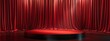 © adri - Red stage curtain backdrop with a round platform.