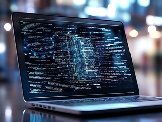 Detailed View of a Laptop Display Showing AI Algorithms and Code
