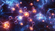 © Moddy - Cosmic Connections: A mesmerizing abstract image of interconnected molecules, radiating with a celestial glow against a backdrop of swirling nebulae.