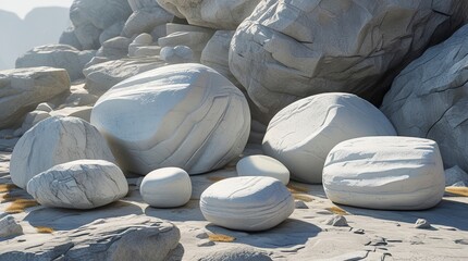 Wall Mural - rocks in the water,a_collection_of_limestone_boulder,