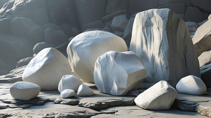 Wall Mural - rocks in the water,a_collection_of_limestone_boulder,