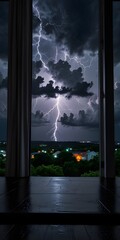 Wall Mural - time lapse of clouds over the city and thunderstorm views