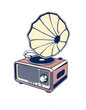 © SusDmi - Vintage style retro old gramophone radio isolated on white background, vector style