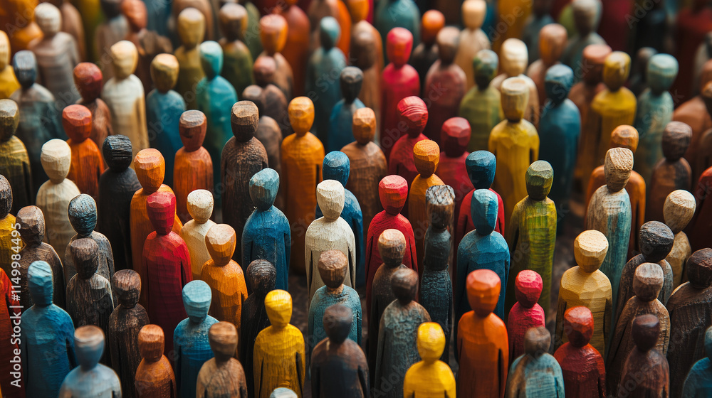 Colourful wooden figures, visualizing diversity of all people, created ...