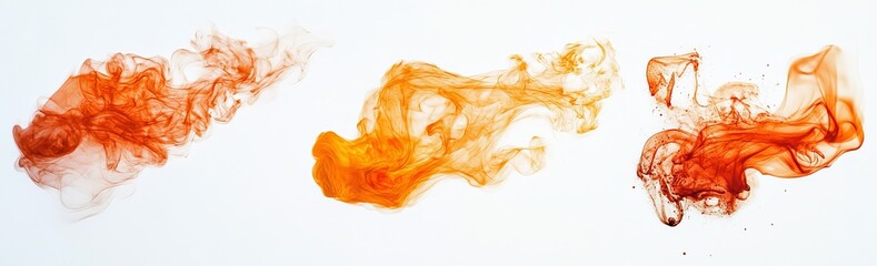 Poster - Three abstract orange ink swirls on white background.