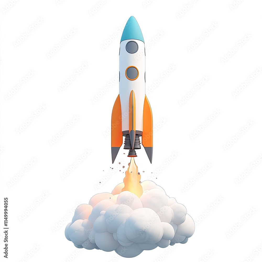 Rocket Color Scheem Cute cartoon rocket icon, orange and white color scheme, white ...