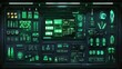 © BerkahStock - A futuristic control panel filled with various gadgets and tools, illuminated in green.