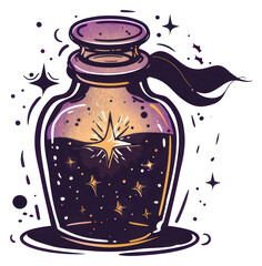 Wall Mural - PNG Mystical potion bottle with stars