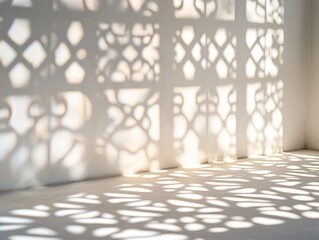 Wall Mural - intricate shadows cast on a wall, creating a decorative pattern.