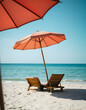 © SusDmi - Vintage retro beach with umbrella, asian style, with white tones