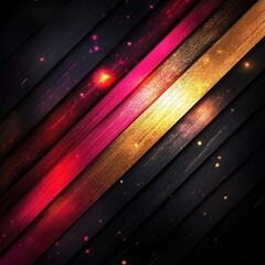 Wall Mural - Black and gold striped background with red and pink stripes