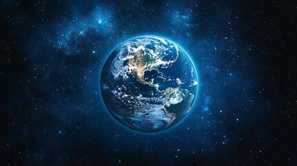 Wall Mural - the earth in space a blue night sky with stars