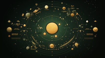 Wall Mural - A flat vector design with animated icons, ambient light, empty space on the right for branding,generative ai illustration