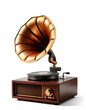 © SusDmi - Vintage style retro old gramophone radio isolated on white background, graphic novel art