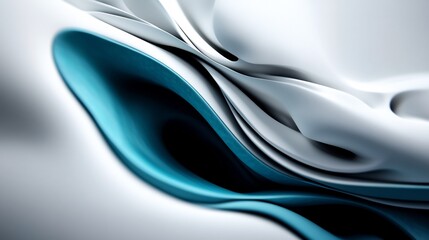 Wall Mural - Abstract Teal and White Swirling Forms: A Digital Art Masterpiece