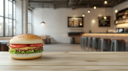 Sticker - Delicious burgers with fresh ingredients presented on a rustic background