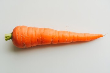 Single Orange Carrot Vegetable Isolated White Background Food