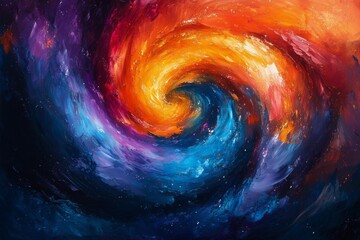 Wall Mural - Colorful cosmic swirl depicting a vibrant galaxy with striking hues and dynamic energy