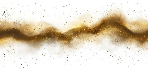 Wall Mural - Modern glittering dust against a transparent backdrop, enhanced with golden sparkling lights. This design mimics a Christmas holiday glow particle, complete with a magical star effect, making it