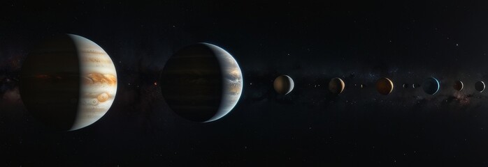 Wall Mural - a row of planets in the solar system