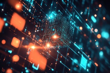 abstract digital cube in network.