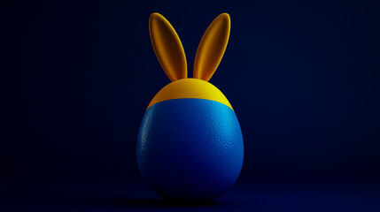 Sticker - An Easter egg colored in bright blue and yellow, placed against a dark blue background.