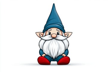 Poster - A conceptual design of a gnome hat and beard, represented with simple, clean shapes and vibrant red and white tones