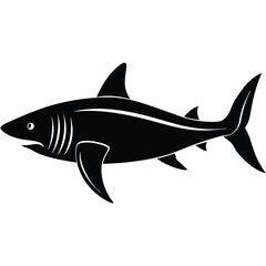 Wall Mural - Side view shark silhouette