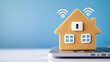 © Watercolor_Kawaii - smart home concept featuring secure house model with connectivity symbols, representing modern technology and safety