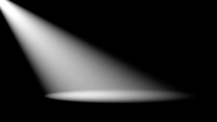Wall Mural - a white spotlight illuminating diagonally on a black background. ideal for composition. wallpaper, b