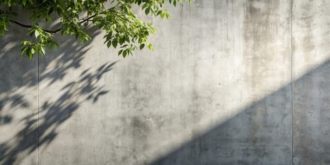 Aufkleber - Sunlit Greenery Casts Shadows on a Weathered Concrete Wall
