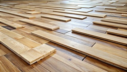 Fototapete - Installing Hardwood Flooring A Close-Up View of  Wood Planks