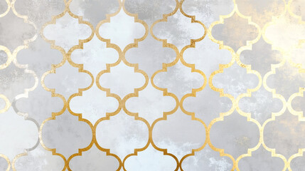 Poster - Golden quatrefoil lattice creates an elegant and luxurious backdrop, perfect for ramadan celebrations and festive designs