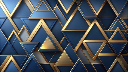 Aufkleber - Abstract Blue and Gold Triangular Geometric Pattern Design