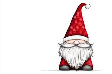 Poster - A conceptual design of a gnome hat and beard, represented with simple, clean shapes and vibrant red and white tones