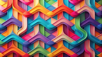 Fototapete - Abstract Colorful Interlocking Curves A Vibrant Geometric Pattern