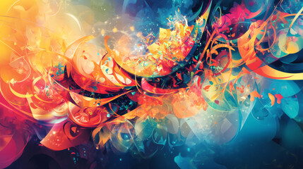 Leinwandbilder - Vibrant colors and festive patterns in an abstract design, setting a joyous mood for ramadan