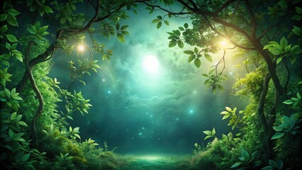 Poster - Enchanted Forest Path Under a Mystical Moonlit Sky