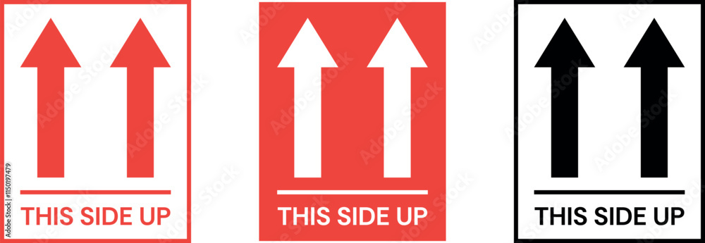 This side up flat icon with arrows. Editable Stroke. Vector ...