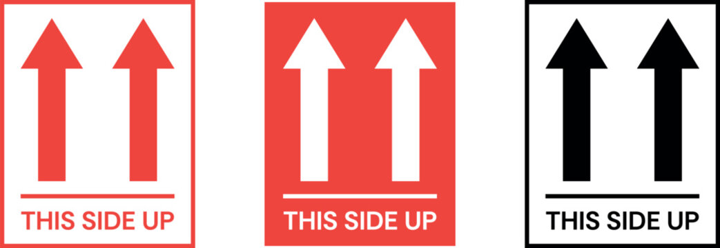 This side up flat icon with arrows. Editable Stroke. Vector illustration