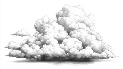 Wall Mural - design element hand drawn cloud on white backgrou