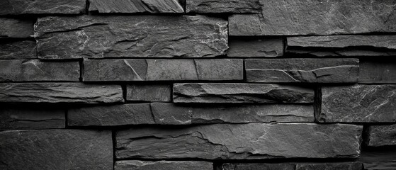 Dark black painted brick natural stone masonry wall texture background