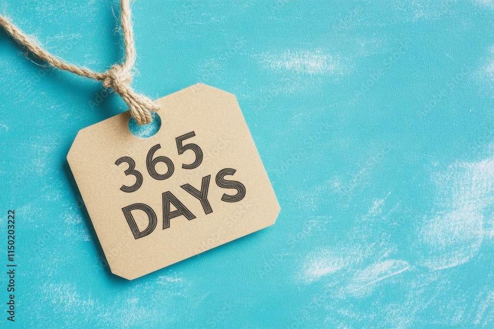 365 Days Tag on Textured Blue Background: Representing Time, Calendar ...