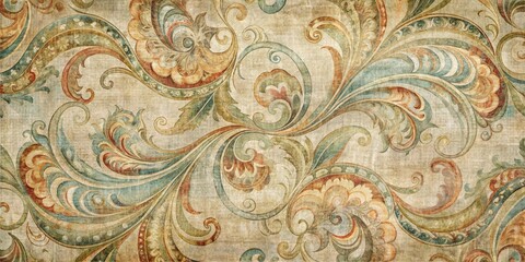 Leinwandbilder - Elegant Antique Floral Damask Pattern with Vintage Texture
