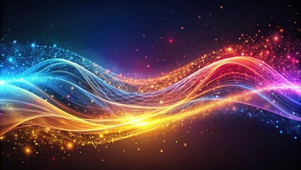 Leinwandbilder - Abstract Flowing Energy Waves with Glowing Particles and Cosmic Dust