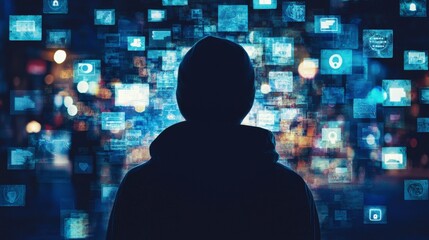 Poster - Safeguarding data privacy digital world educational image urban environment user's perspective importance of cyber awareness